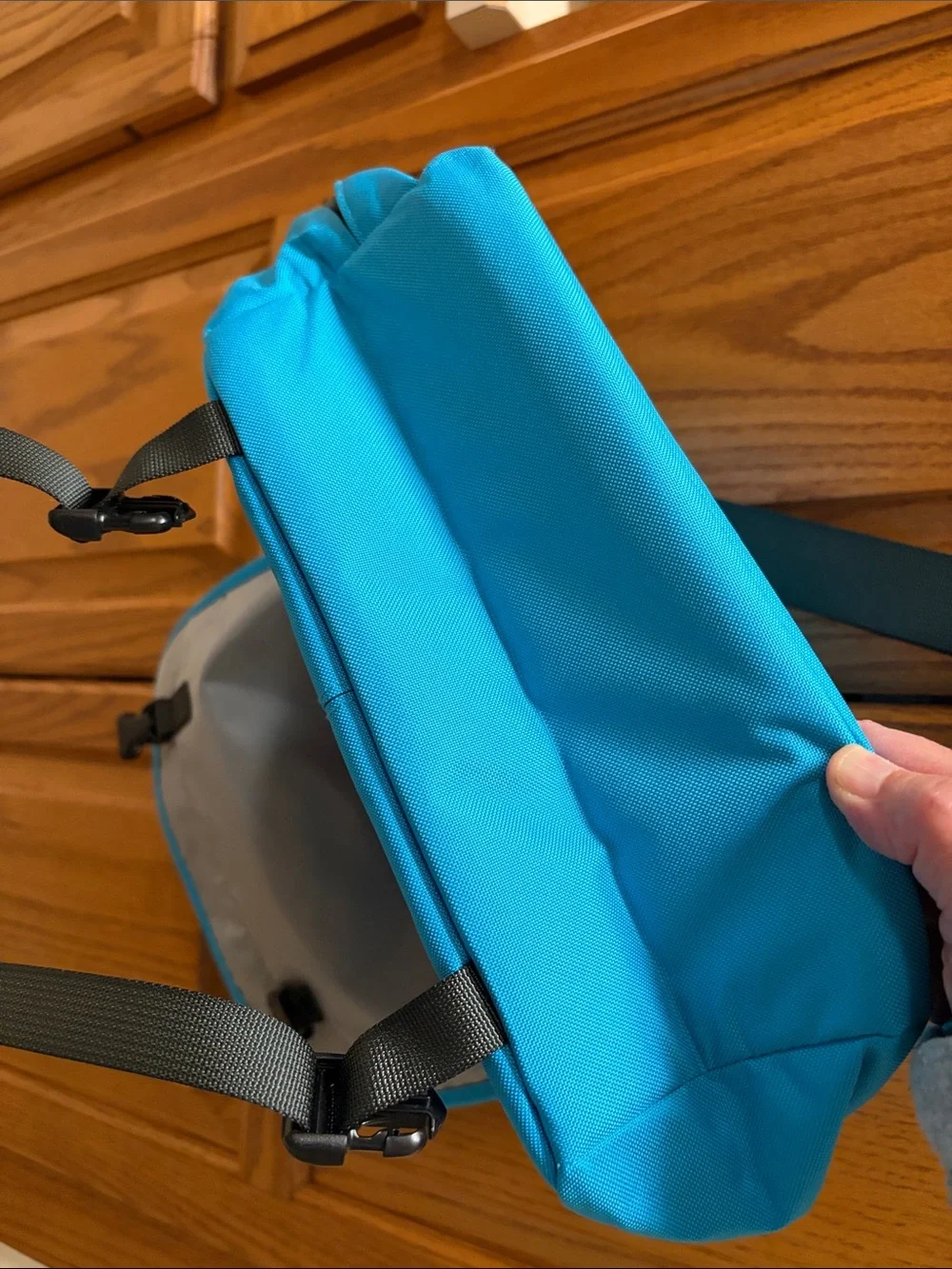 Patagonia Bright Turquoise Messenger Bag with Reflective Strip